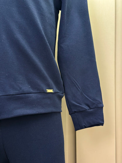 Conjunto Infantil Moletinho Algodão Blusa Zíper e Calça Montaria Marinho - Beabá