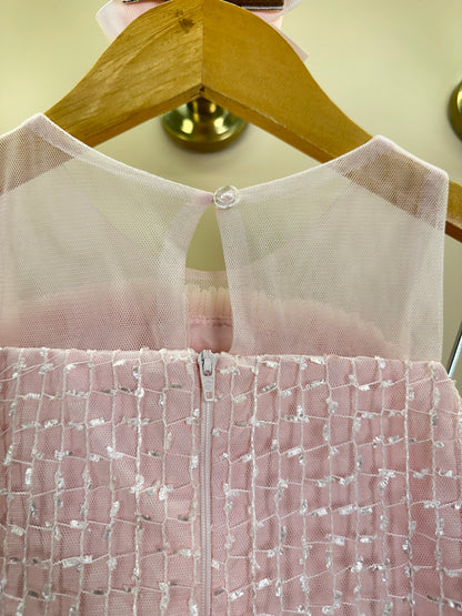 Vestido Infantil Texturizado Em Tule Rosa - Petit Cherie