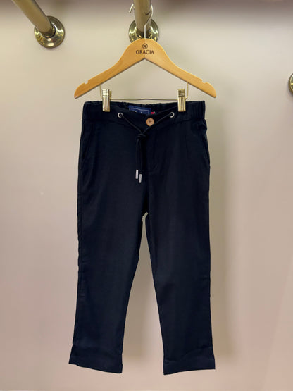 Calça Infantil Linho Cordão Preta - Dudes