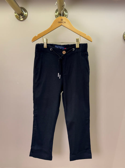 Calça Infantil Linho Cordão Preta - Dudes