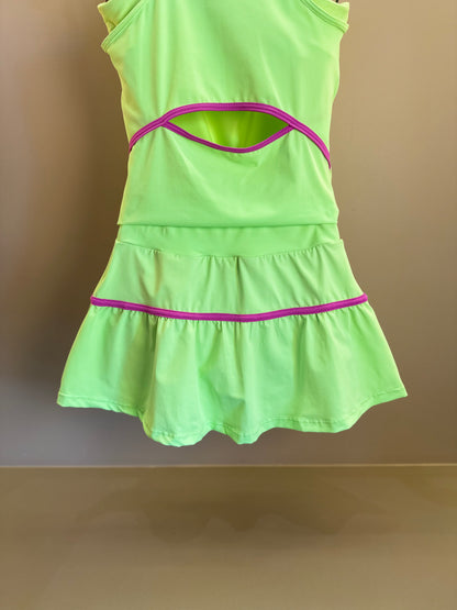 Conjunto Infantil Trio Top Sara, Blusa Julia e Saia Flávia Chloe Patinação Verde - Siri Sport