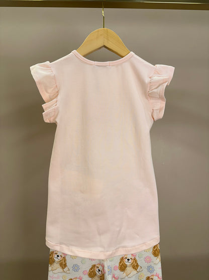 Conjunto Infantil Blusa Cachorrinha Flores e Legging Estampada Cachorrinhas - Infanti