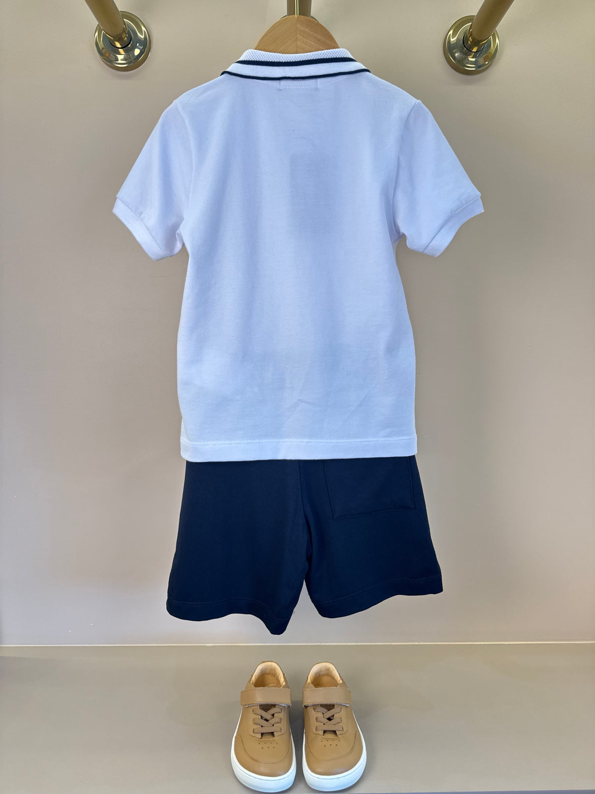 Conjunto Infantil Camisa Polo Piquet Johnny Branco e Bermuda Molevisco Urban Flow Preto - Little Johnny