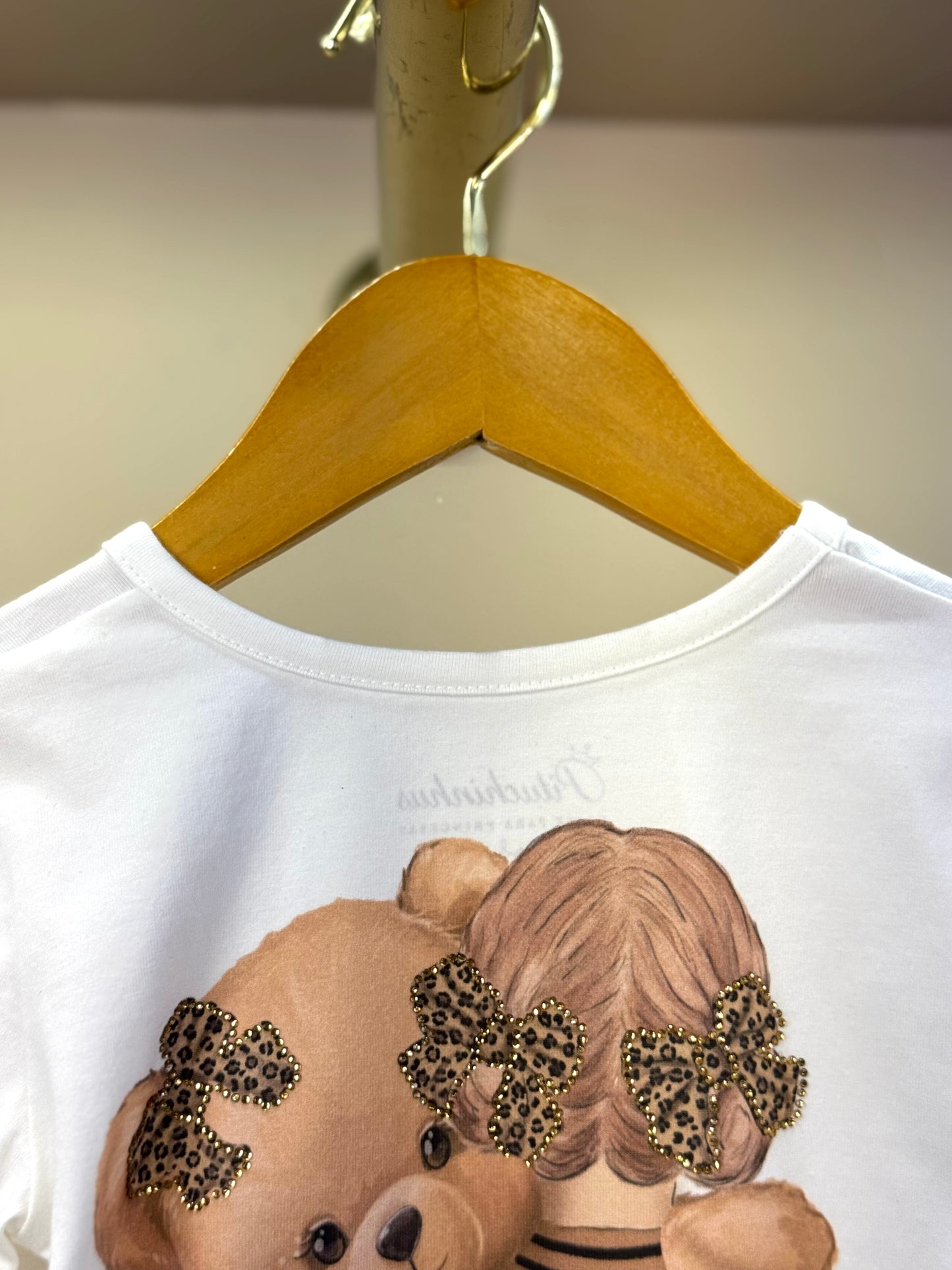 Blusa Infantil Cotton Ursinha Love Off White - Pituchinhus