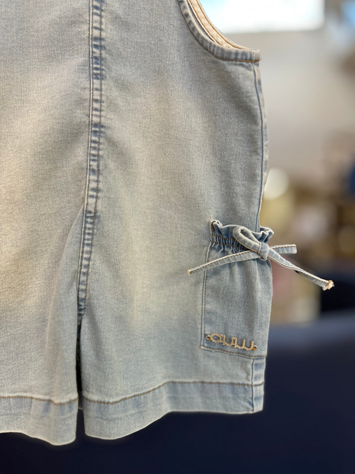 Jardineira Infantil Jeans Claro Amarração - Animê