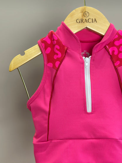 Conjunto Infantil Top e Legging Fuseau Atena Oncinha Pink - Siri Sport