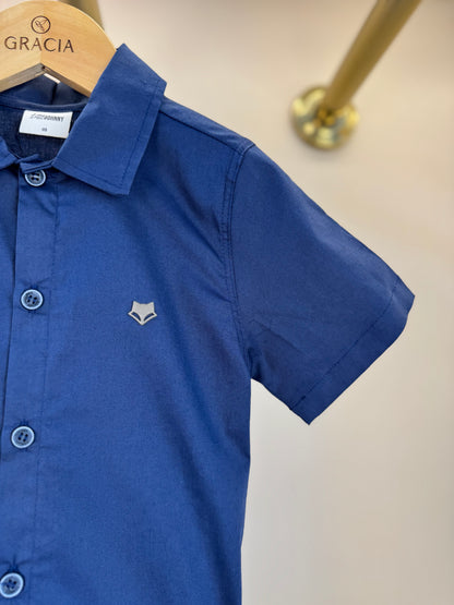 Conjunto Infantil Camisa Tricoline Mônaco e Bermuda Sarja Marinho - Little Johnny