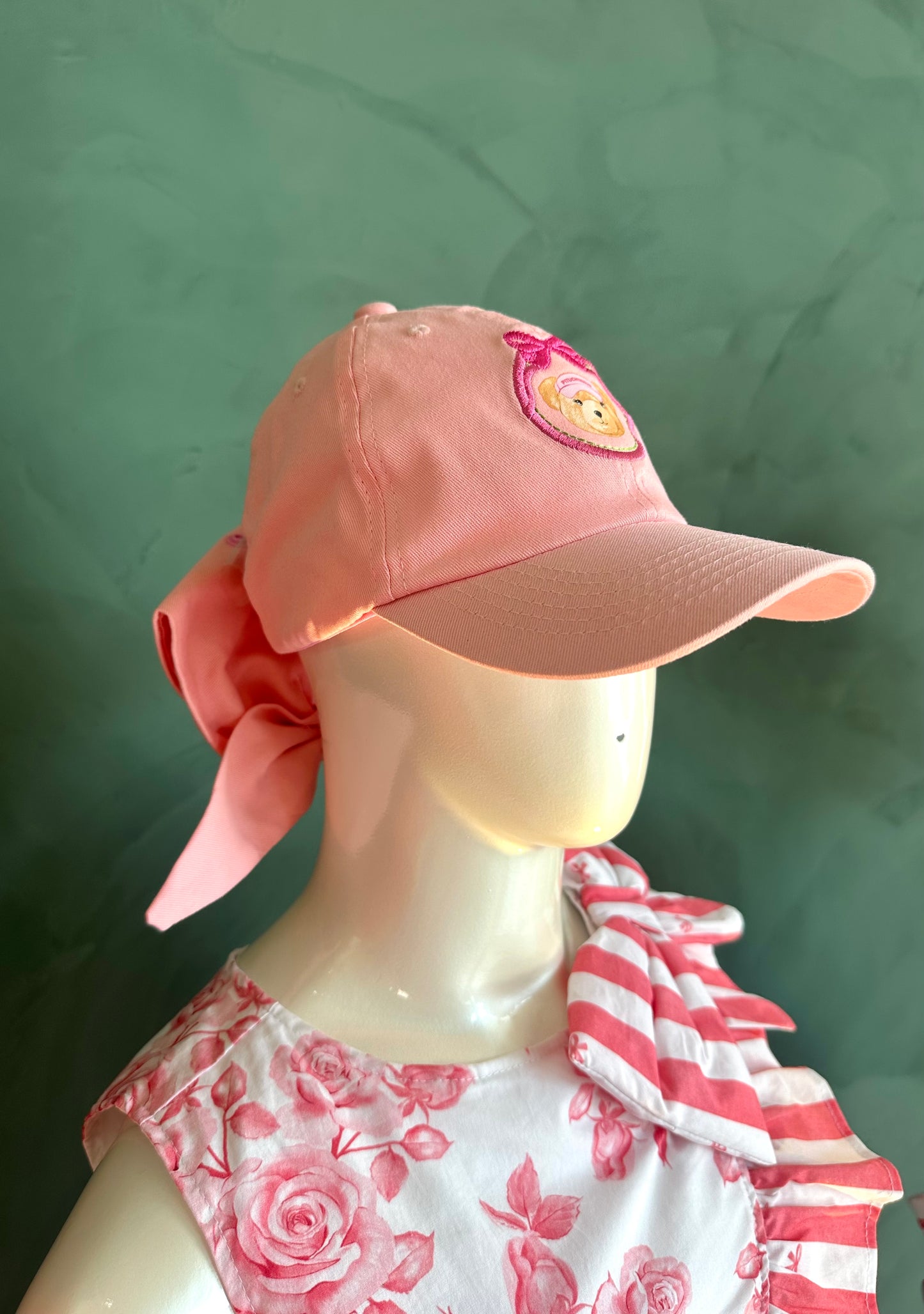 Boné Infantil Bordado Ursa Tenista Laço Puffer - Pituchinhus
