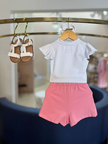 Conjunto Infantil Blusa e Shorts-saia Moletom Rosa - Charpey
