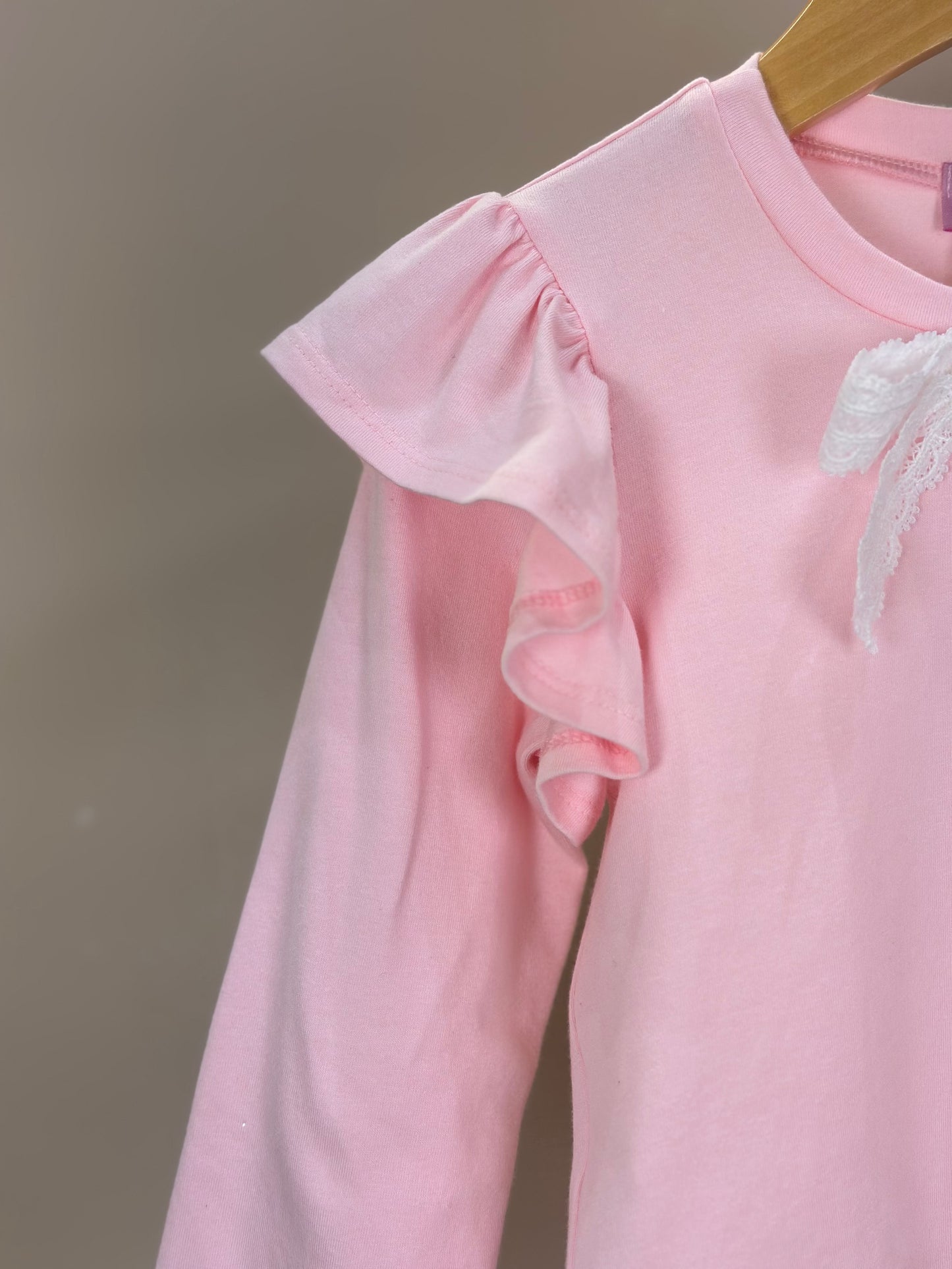 Conjunto Infantil ML Laço e Calça Wide Leg Lateral Glitter Rosa - Luluzinha