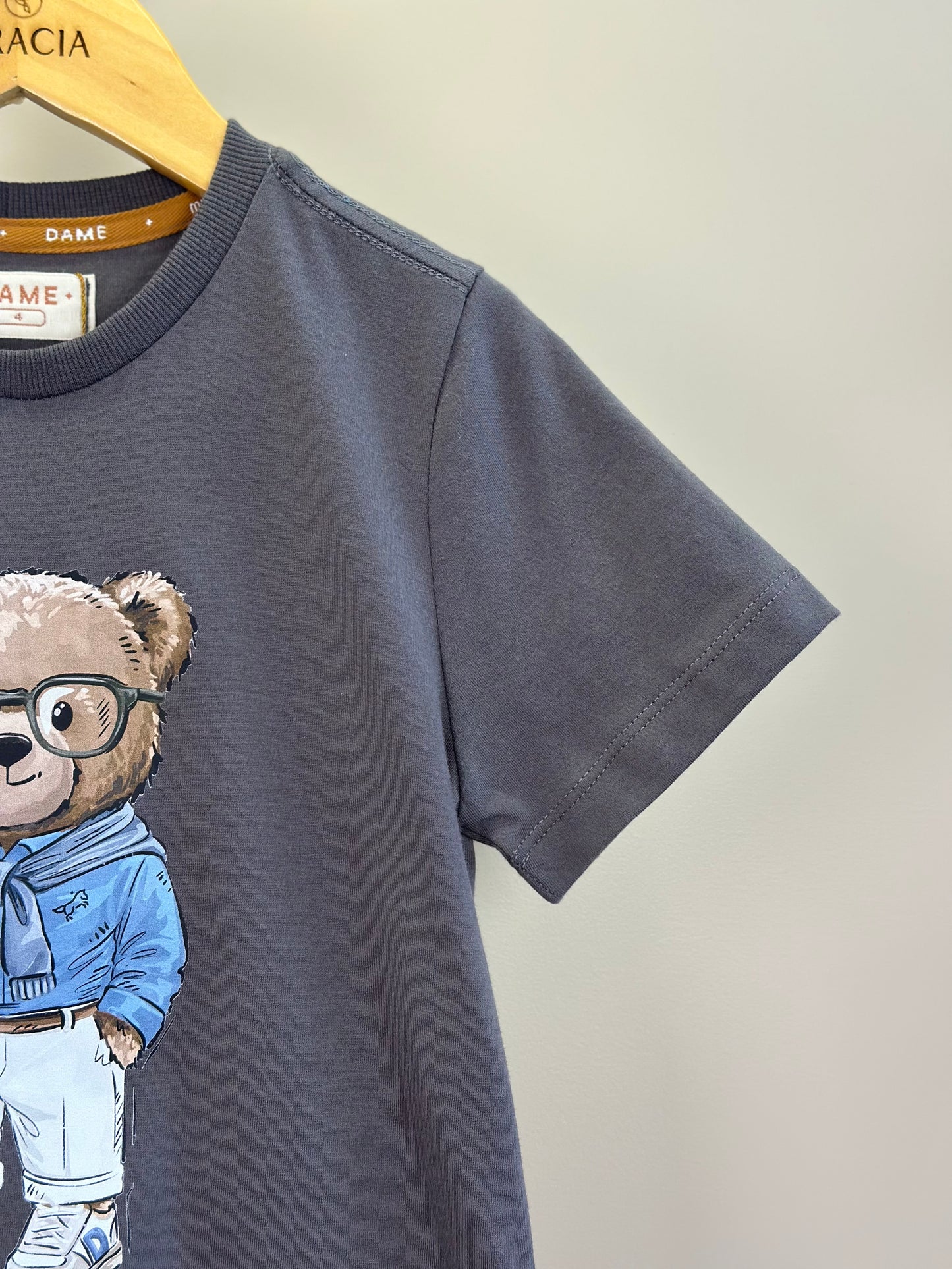 Camiseta  Infantil Algodão Teddy  Faria Grafite - Dame