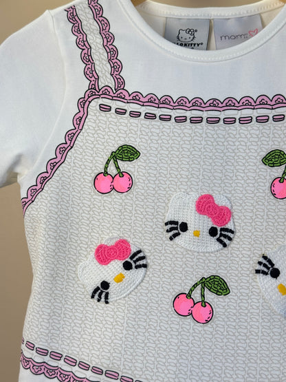 Conjunto Infantil Blusa Hello Kitty Bordado e Shorts Jeans Com Pingente - Momi