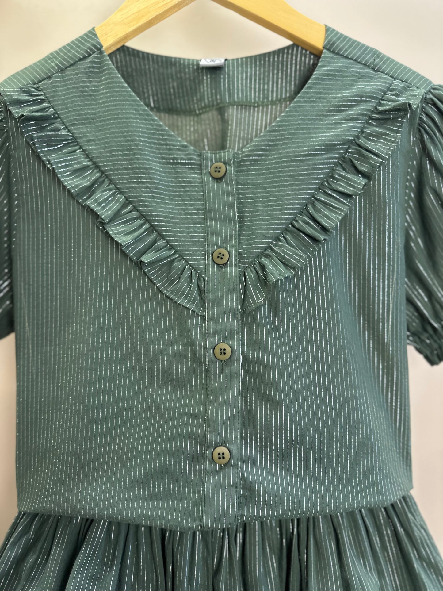 Conjunto Teen Blusa e Shorts Voil Lurex Verde Oliva - Two In