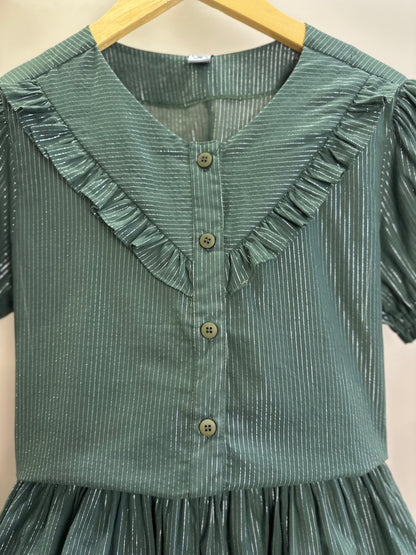Conjunto Teen Blusa e Shorts Voil Lurex Verde Oliva - Two In