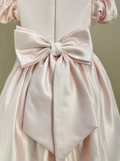 Vestido Infantil Festa Bordado Pêssego - Mio Bebê