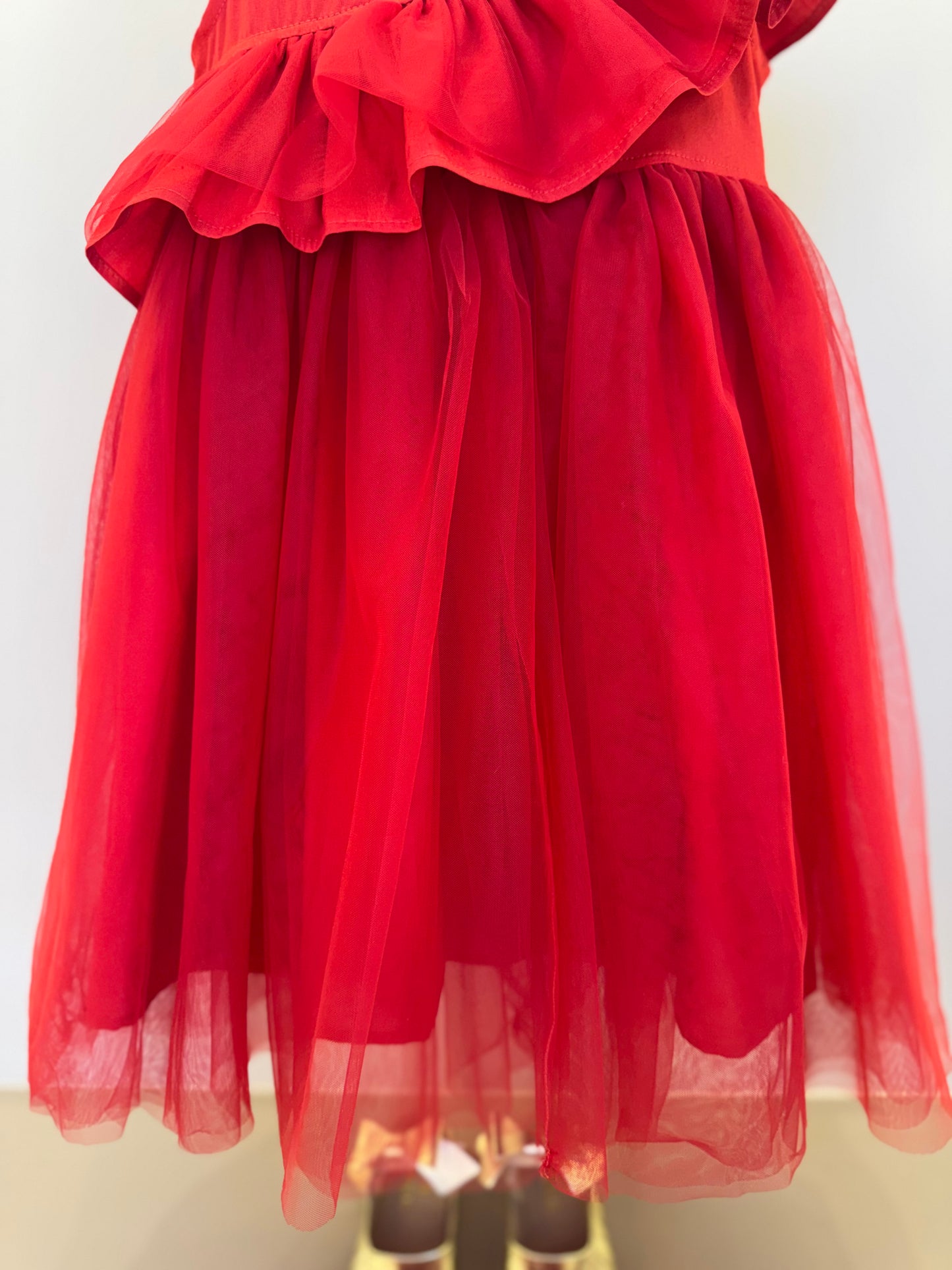 Vestido Infantil Festa Babados, Laço & Tule Vermelho - Pituchinhus