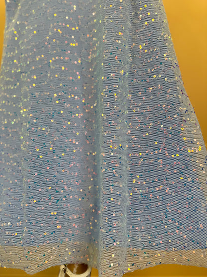 Vestido Infantil Trapézio Tule Paetês Blue - Petit Cherie