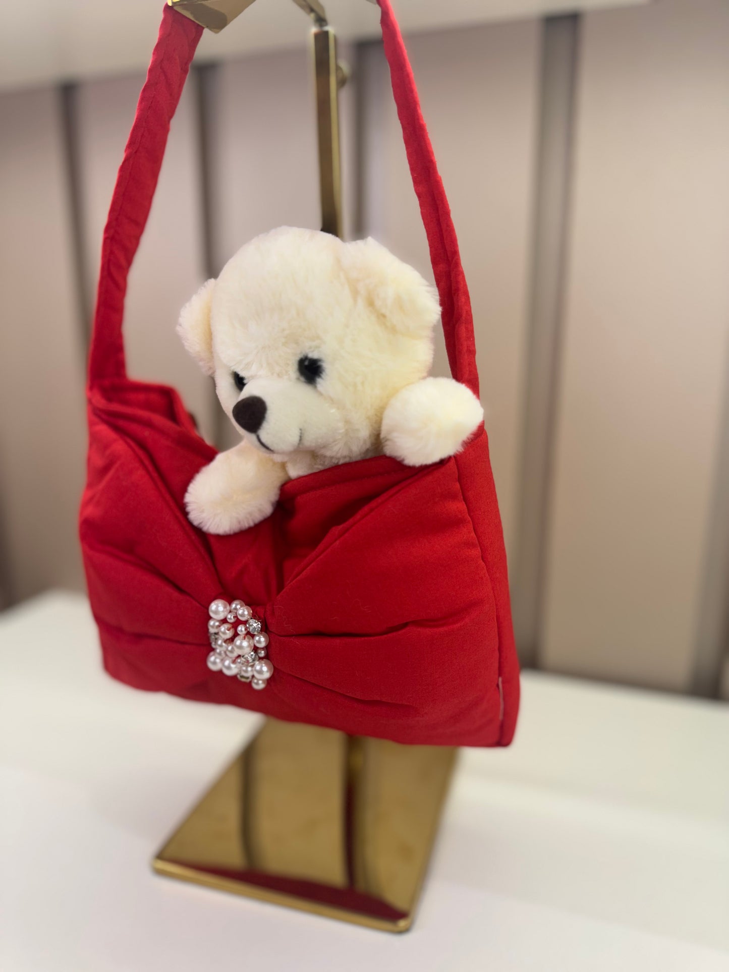 Bolsa Infantil Laço Puffer Pérolas Bordadas - Pituchinhus