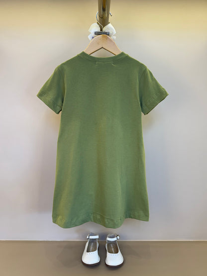 Vestido Infantil Trapézio Laço Faixa Estilizada Minnie Verde Forest - Animê