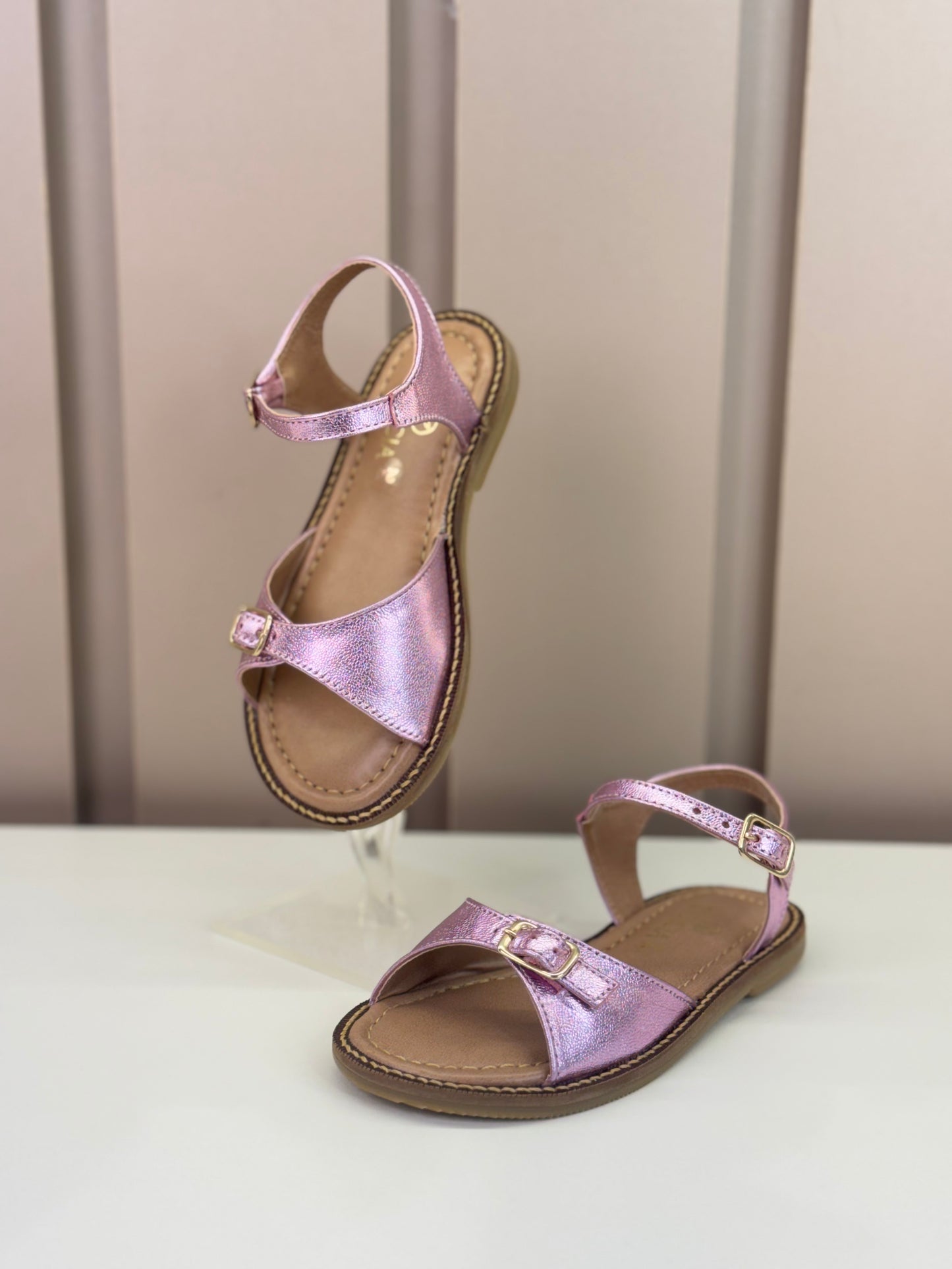 Sandália Infantil Mel Rosa Metalizado - Gracia