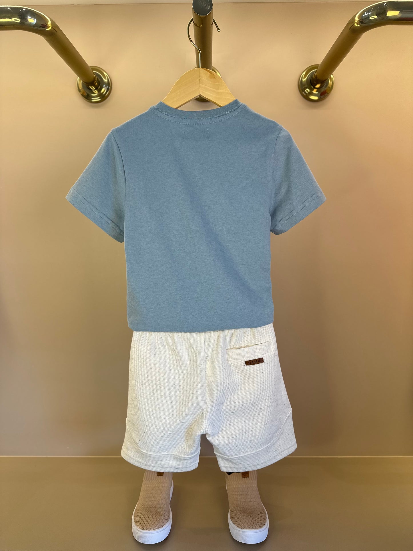 Conjunto Infantil Camiseta Algodão Teddy Conversível Malibu e Bermuda Moletom Algodão Linho - Dame