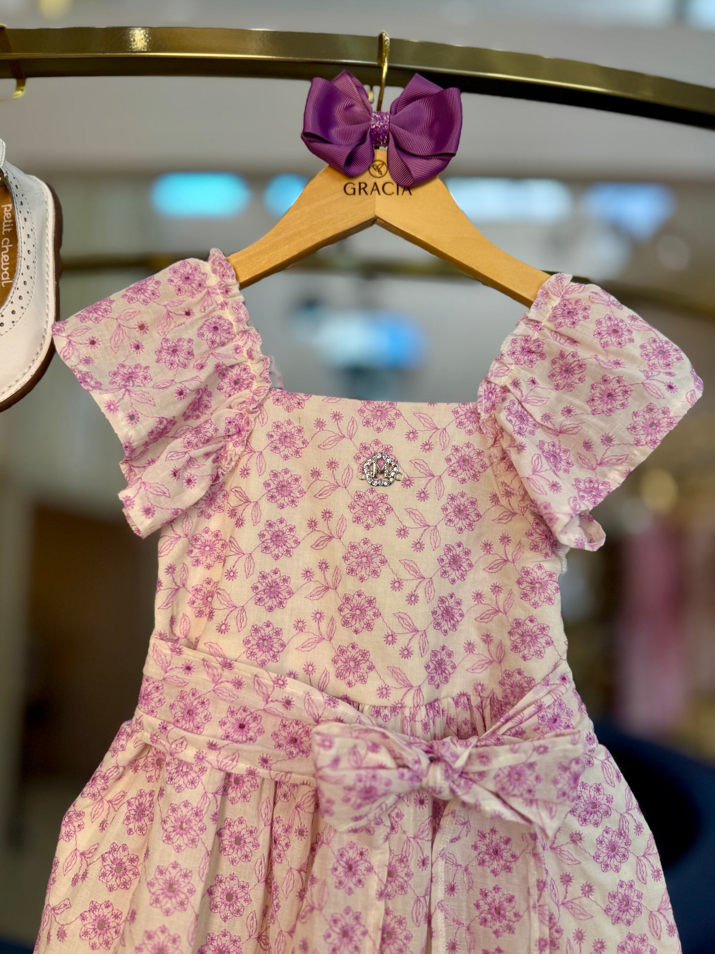 Vestido Infantil Laise Flor Arabesco Lilás - Momi