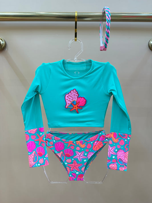 Biquíni Infantil Cropped Fernanda Est. Conchas - Siri Kids