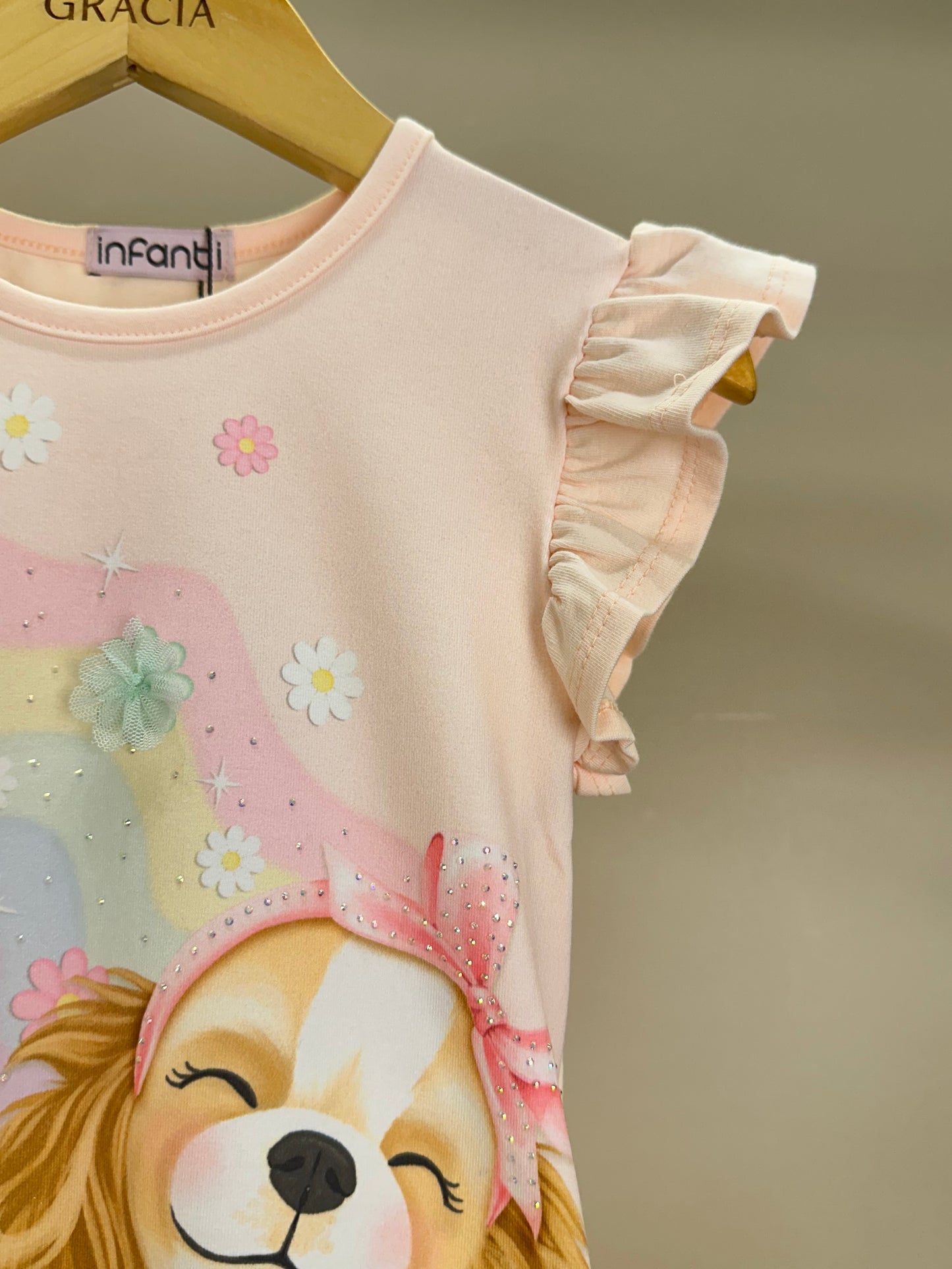 Conjunto Infantil Blusa Cachorrinha Flores e Legging Estampada Cachorrinhas - Infanti