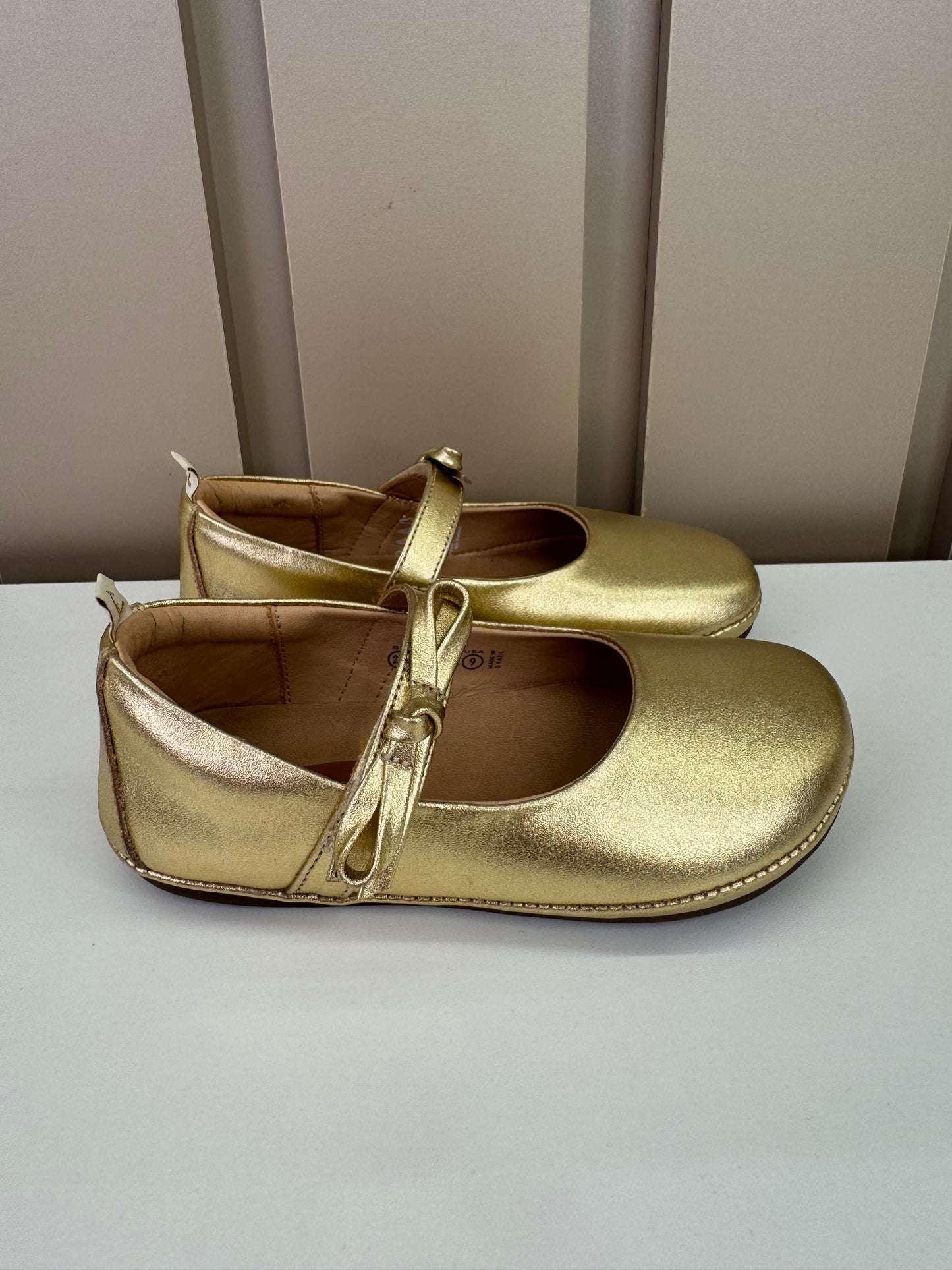 Sapatilha Infantil Couro Brigitte Metal Gold - Tip Toey Joey