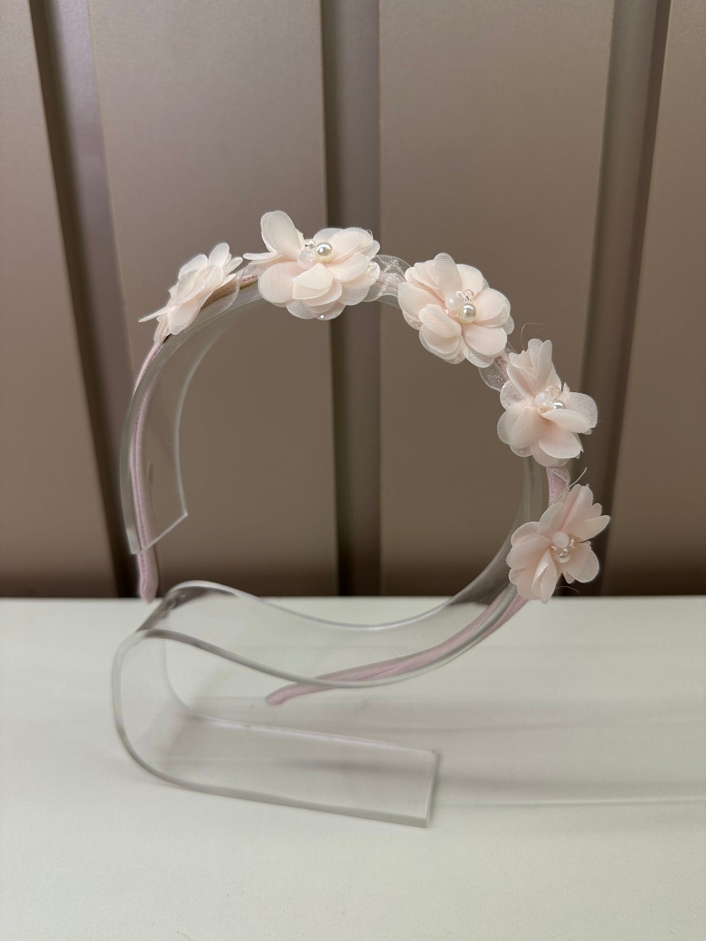 Tiara Infantil Flores 3D Tule Rosa - Petit Cherie