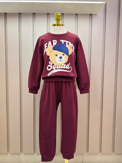 Conjunto Infantil Moletom Casaco Urso e Calça Cramberry - Momi