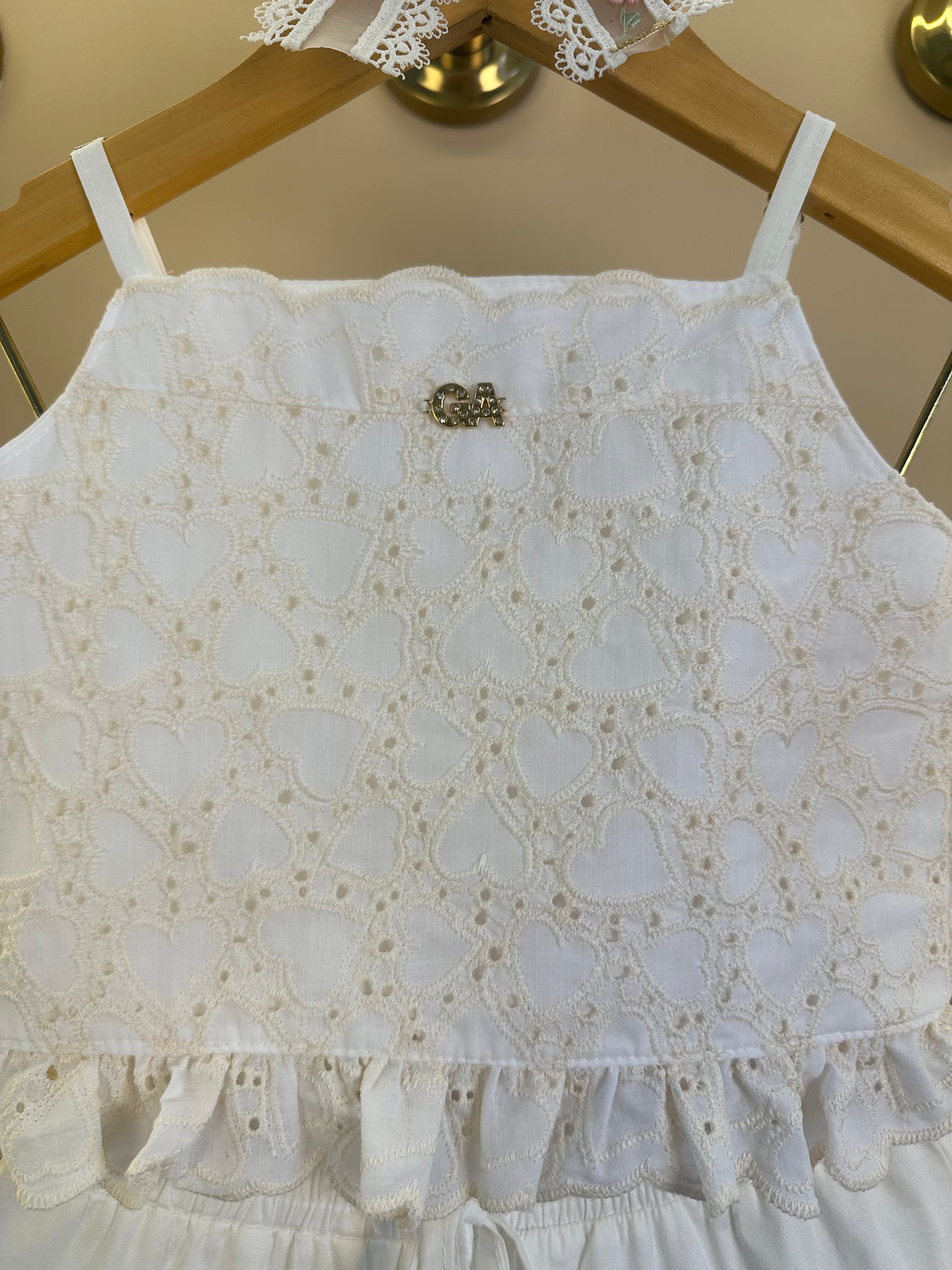 Conjunto Infantil Blusa Cropped Bordado de Coração e Saia Midi - Gabriela Aquarela