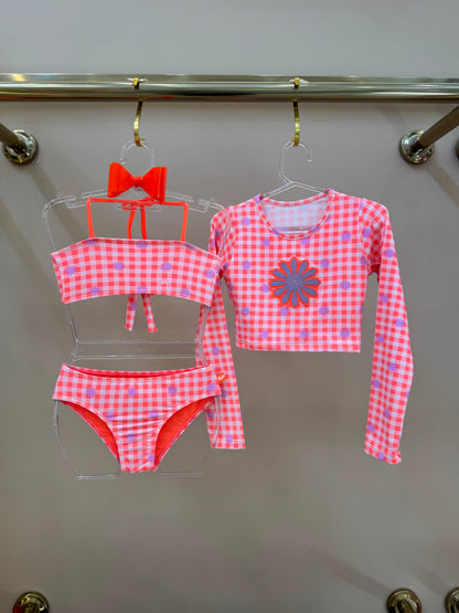Biquíni Infantil Trio Cropped ML Lara Aplic Hot Est Piquenique - Siri Kids