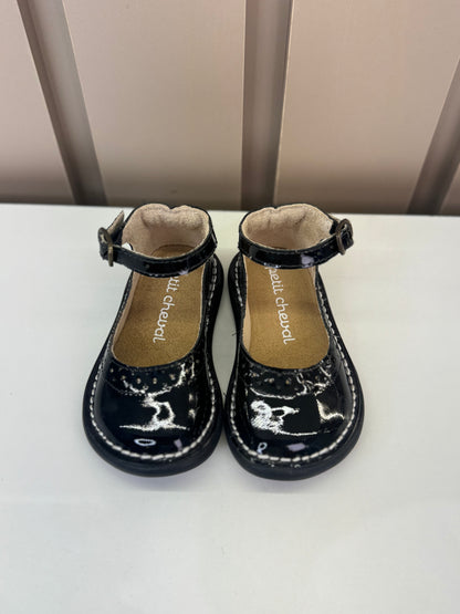 Sapato Infantil Patinete Verniz Noir - Petit Cheval