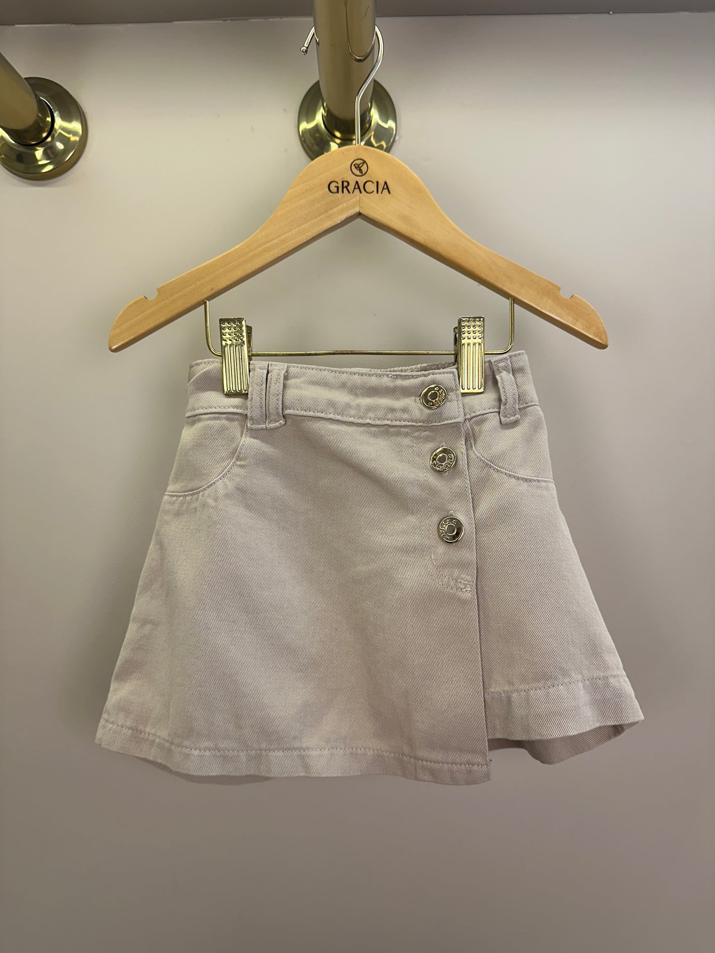 Shorts-Saia Infantil Sarja com Botões - Momi