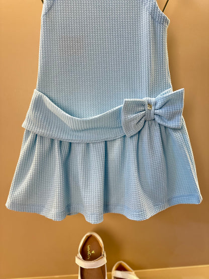 Vestido Infantil Jumper Detalhe Pala e Laço Azul - Beabá