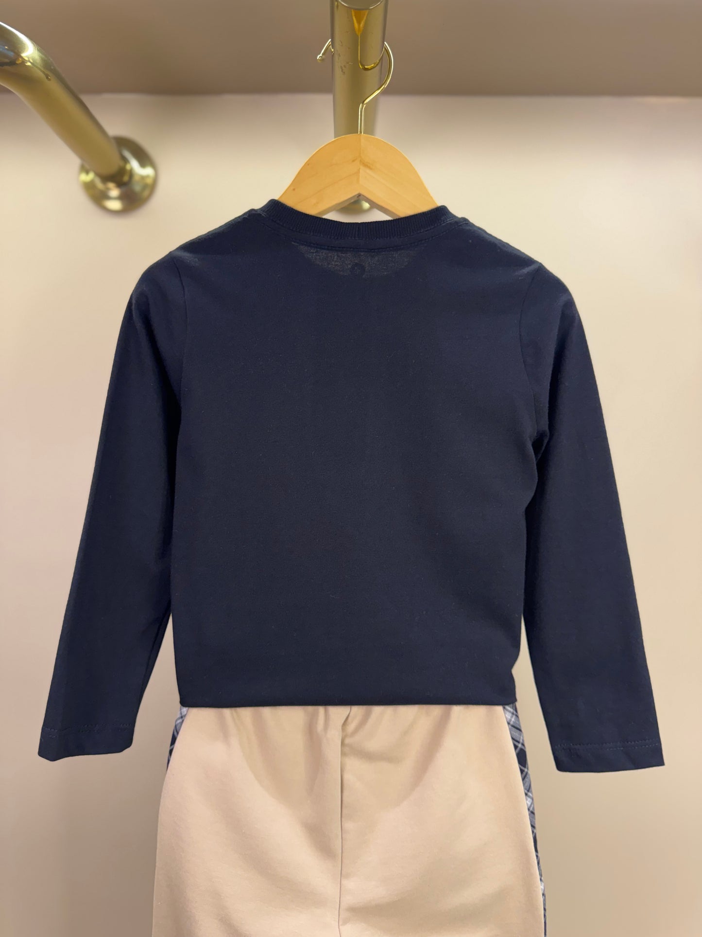 Conjunto Bebê Camiseta Algodão Ursinho Óculos Preta e Calça Moletom Bege - Um Mais Um