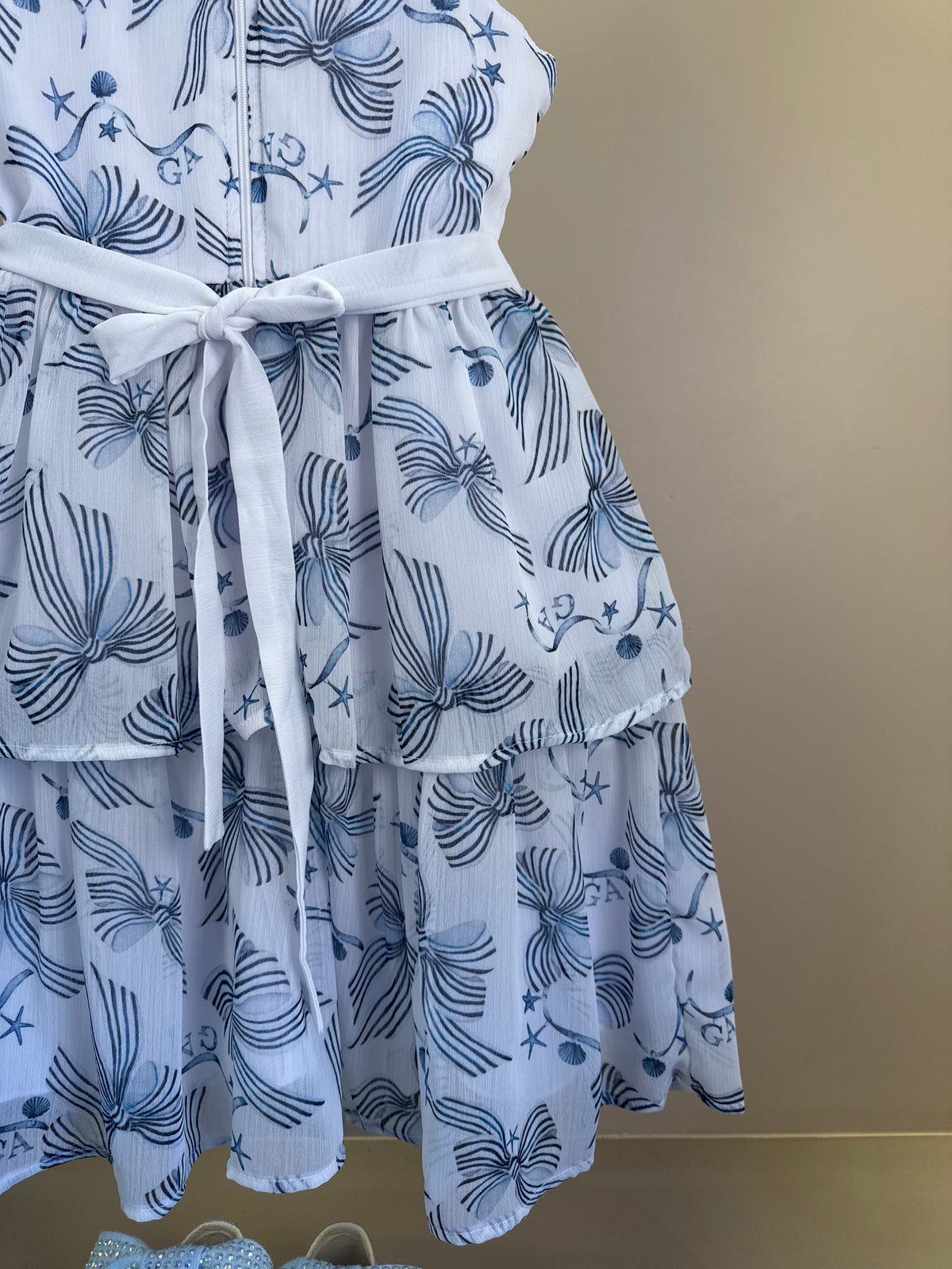 Vestido Infantil Musseline Em Camadas Estampa Sonhos À Beira Mar - Gabriela Aquarela