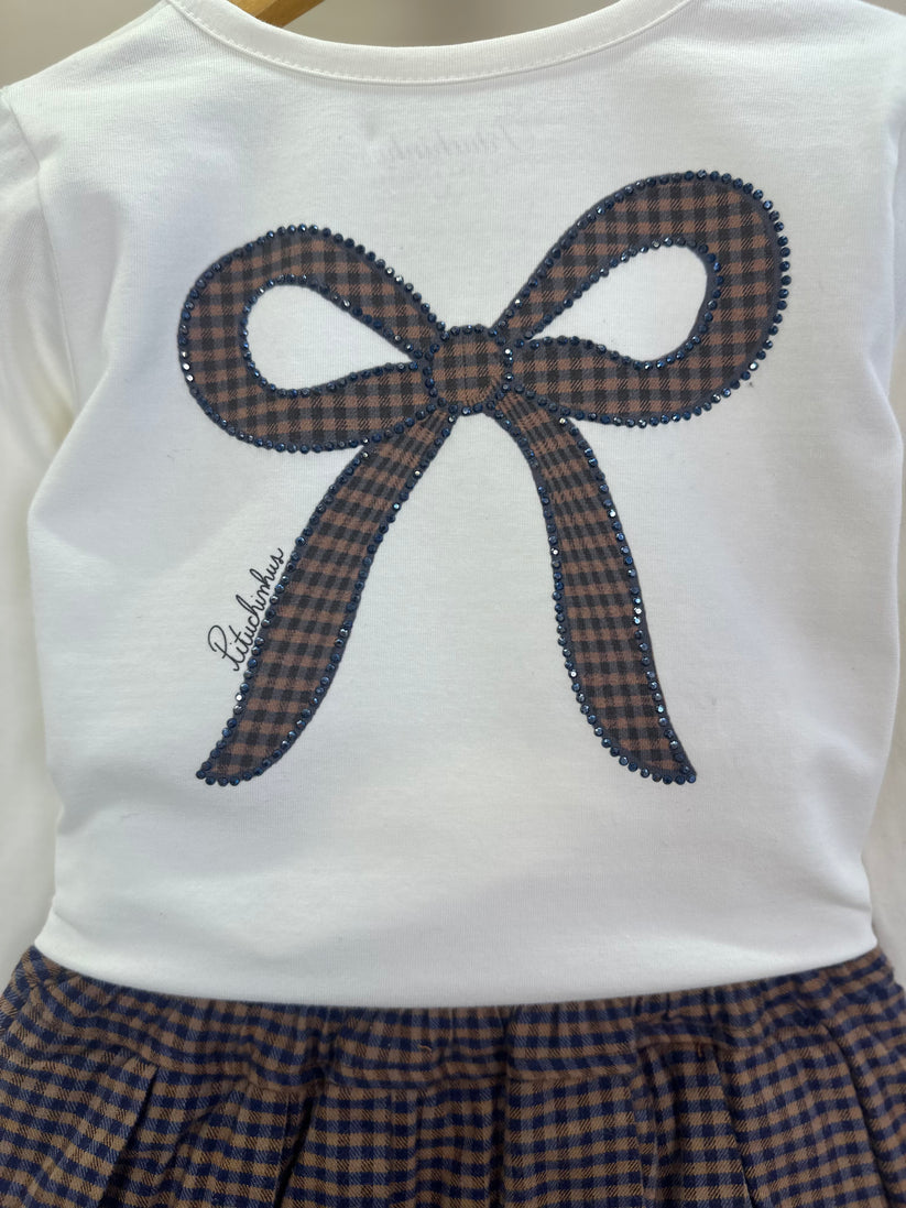 Blusa Infantil Cotton Laços Bows Are My Fav Off  White - Pituchinhus