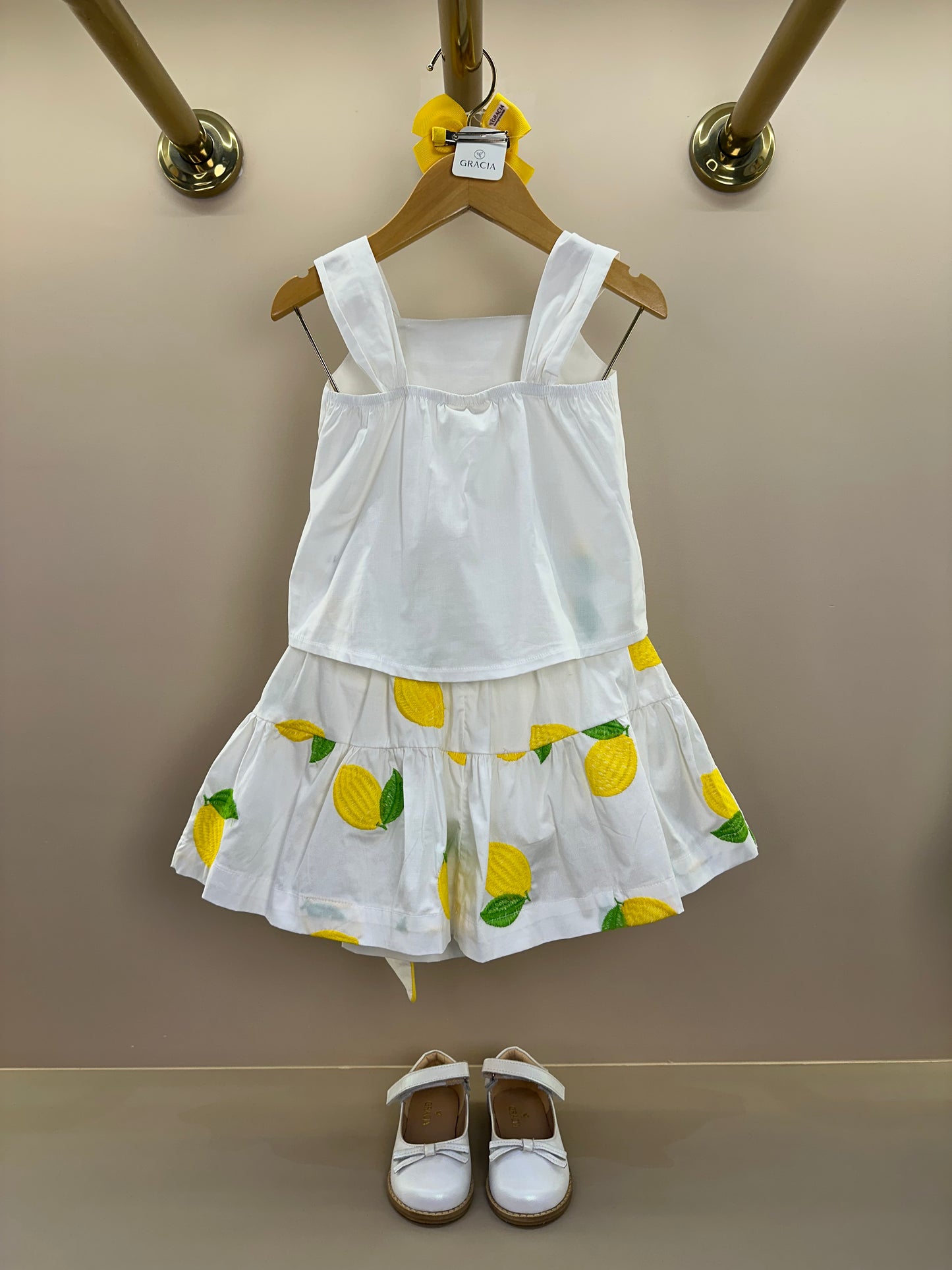 Conjunto Infantil Blusa Off e Saia Limões Soleil - Animê