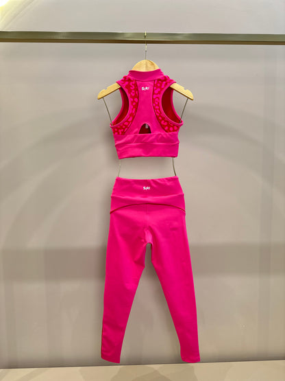 Conjunto Infantil Top e Legging Fuseau Atena Oncinha Pink - Siri Sport