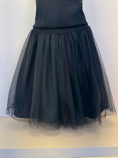 Conjunto Infantil Regata Lacinho Bordado e Saia-shorts Tule Lacinhos Veludo Preta - Pituchinhus
