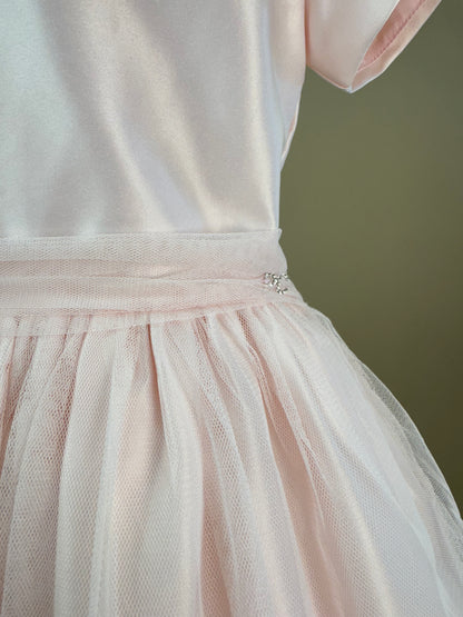 Vestido Infantil Festa Pelerine Bordada Rosa - Petit Cherie