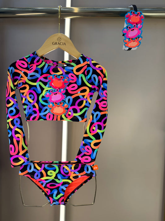 Biquíni Infantil Cropped ML Magali Embolada - Siri Kids