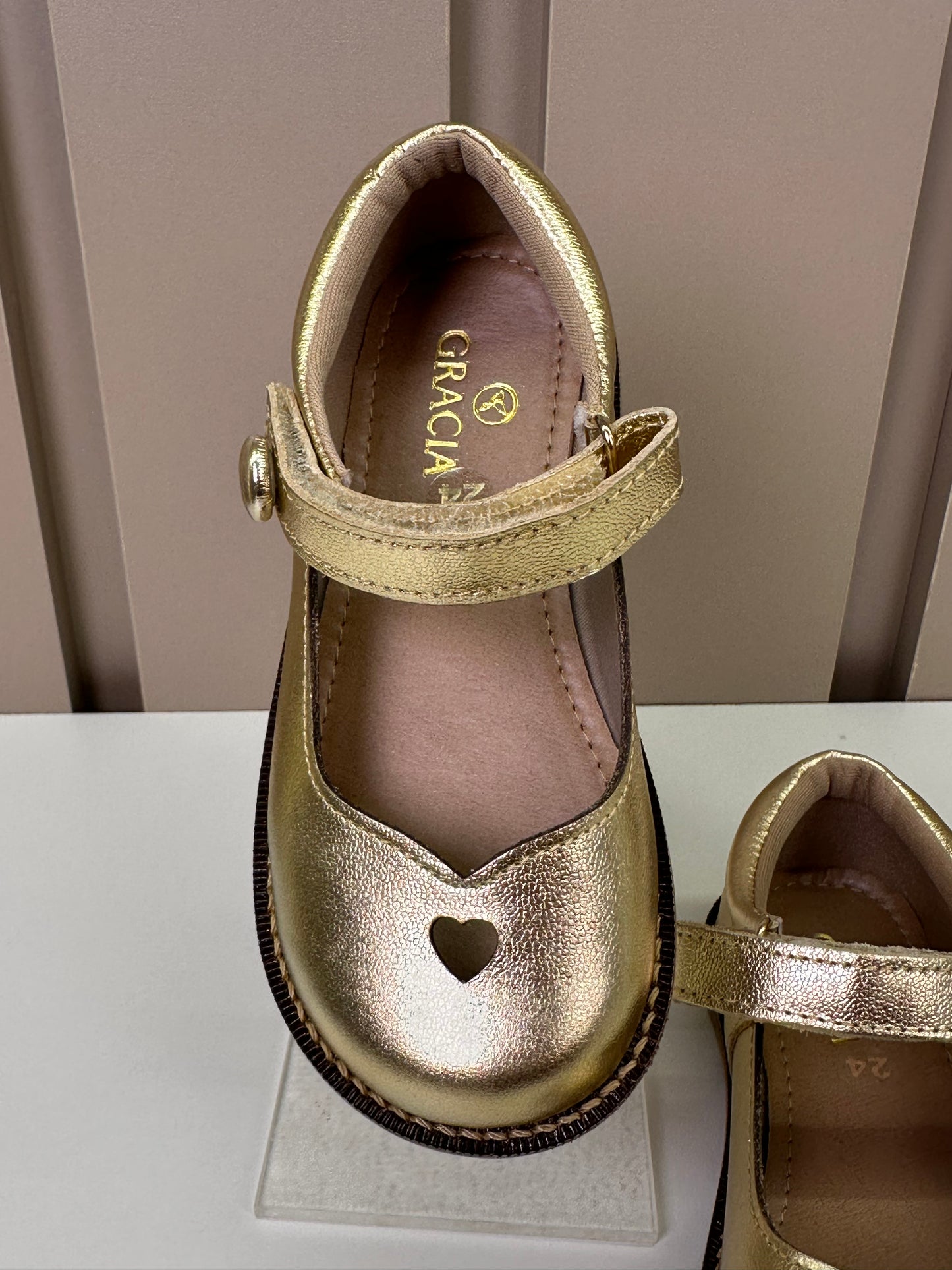 Sapato Infantil Couro Estela Dourado - Gracia