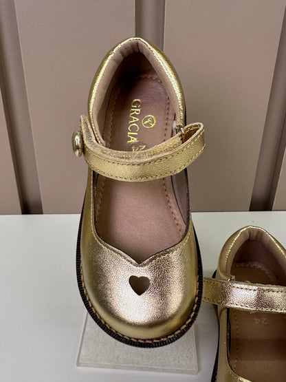 Sapato Infantil Couro Estela Dourado - Gracia