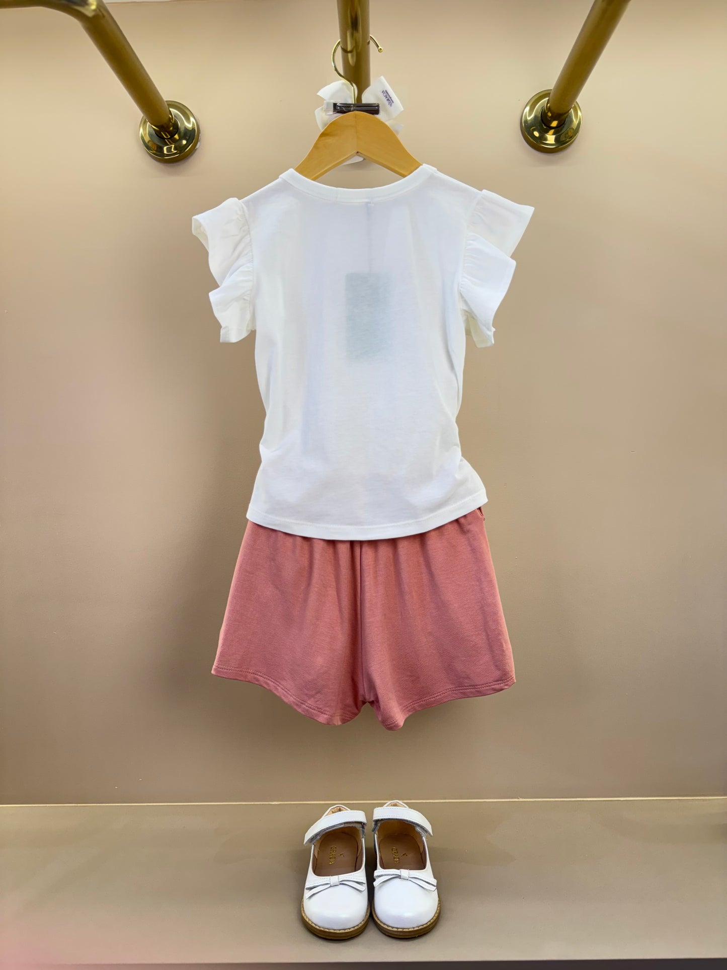 Conjunto Infantil Blusa MC e Short Rosa Aloha - Infanti