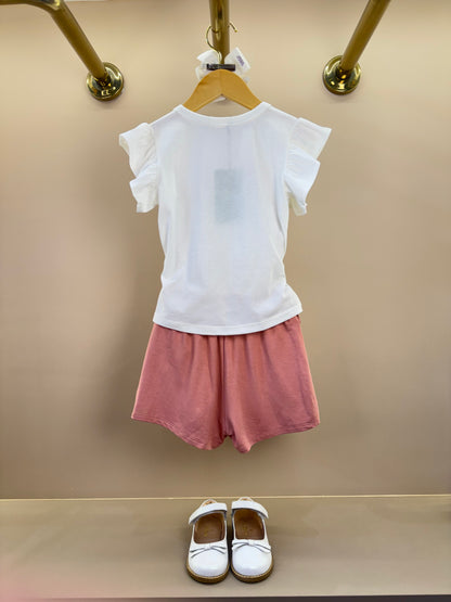 Conjunto Infantil Blusa MC e Short Rosa Aloha - Infanti