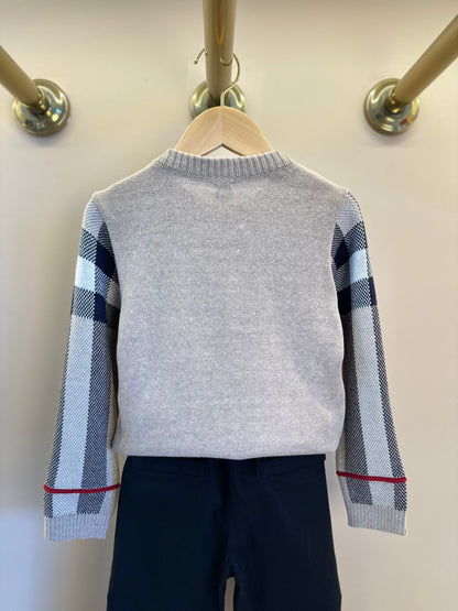 Conjunto Bebê  Blusa Tricot Clássico Jacquard E  Calça Social Sarja Peletizada Preta - Um Mais Um