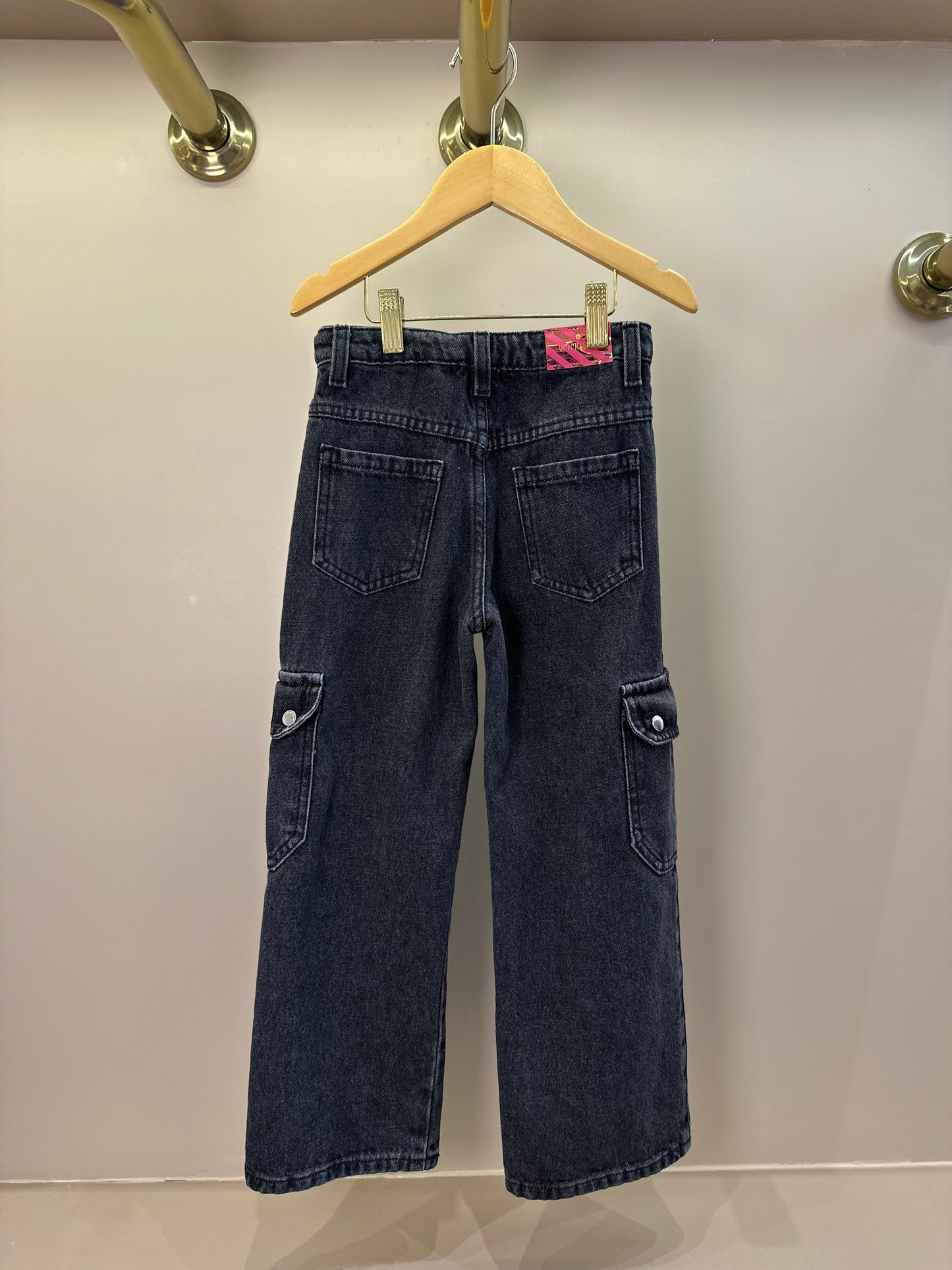 Calça Infantil Wide Leg Jeans Bolso Lateral  - Um Mais Um